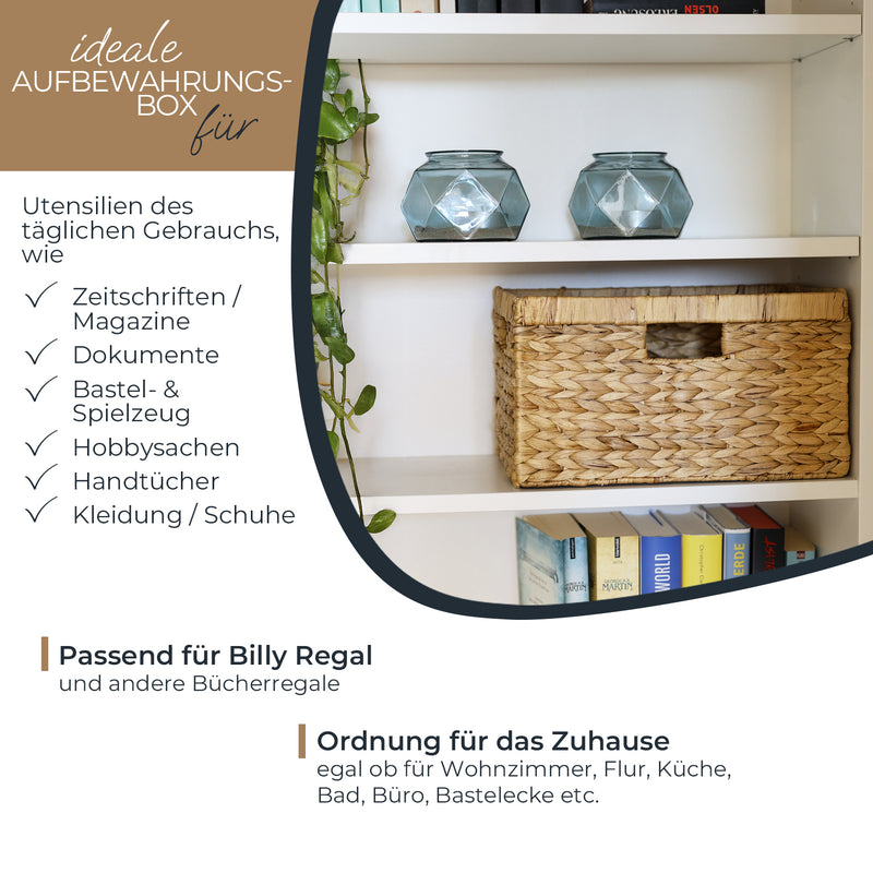 Aufbewahrungskorb geflochten aus Wasserhyazinthe, passend für Billy, 37249-S2 —