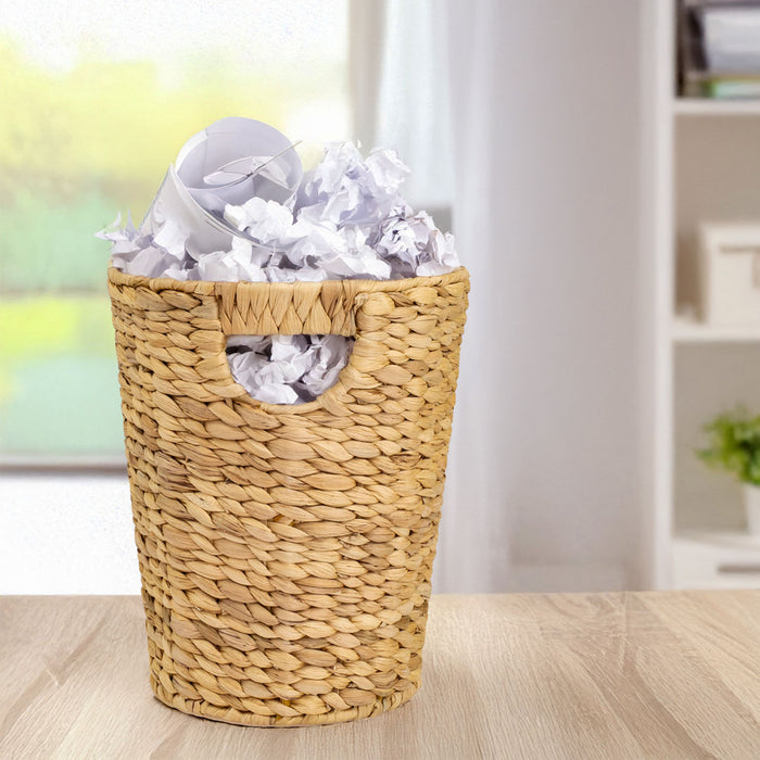 Papierkorb rund aus Wasserhyazinthe fürs Büro von HMF