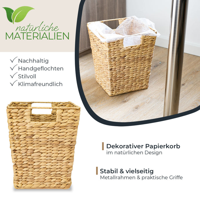 Papierkorb eckig aus Wasserhyazinthe fürs Büro von HMF