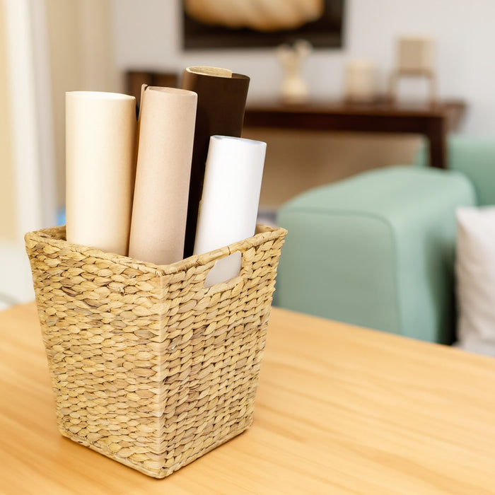 Papierkorb eckig aus Wasserhyazinthe fürs Büro von HMF