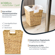 Papierkorb eckig aus Wasserhyazinthe fürs Büro von HMF