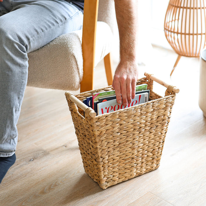 Papierkorb eckig aus Wasserhyazinthe fürs Büro von HMF