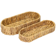 HMF 37261-S2 Deko Tablett oval geflochten aus Wasserhyazinthe, Geschenkkorb leer, 2er Set