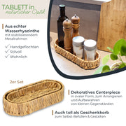 HMF 37261-S2 Deko Tablett oval geflochten aus Wasserhyazinthe, Geschenkkorb leer, 2er Set
