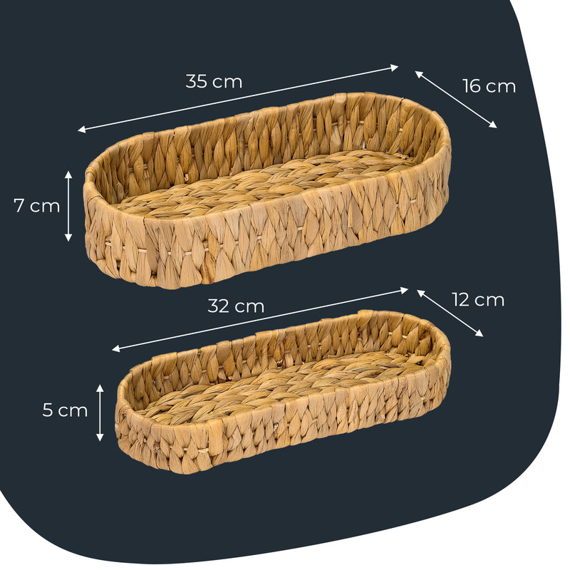 HMF 37261-S2 Deko Tablett oval geflochten aus Wasserhyazinthe, Geschenkkorb leer, 2er Set