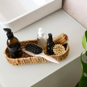 HMF 37261-S2 Deko Tablett oval geflochten aus Wasserhyazinthe, Geschenkkorb leer, 2er Set