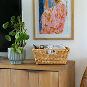 Deko Tablett, Serviertablett geflochten aus Wasserhyazinthe, rechteckig, HMF 37269-30CM, 30x24x12 cm