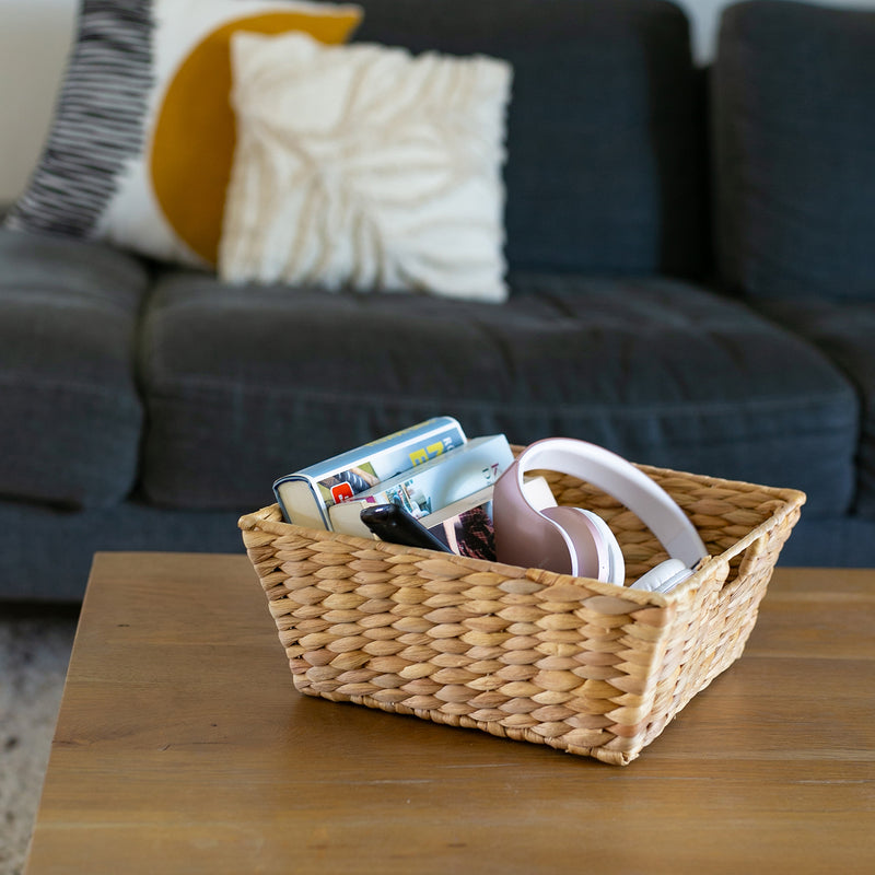 Geschenkkorb leer, Aufbewahrungskorb geflochten aus Wasserhyazinthe, H —