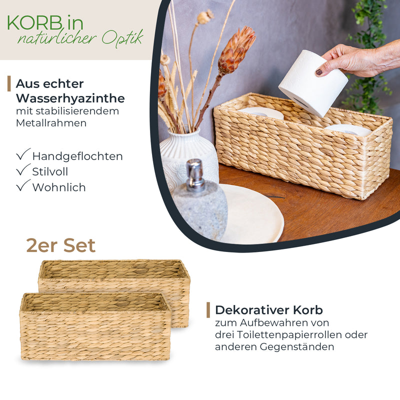 Aufbewahrungskorb Badezimmer aus Wasserhyazinthe 38 cm von HMF 2 Stück