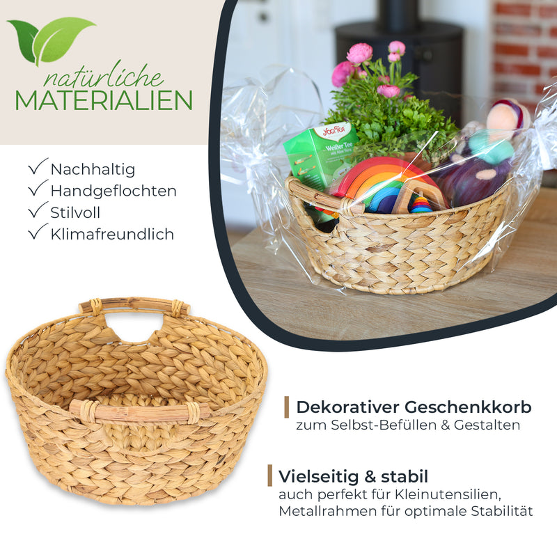 Runder Aufbewahrungskorb 30 cm mit Holzgriffen von HMF