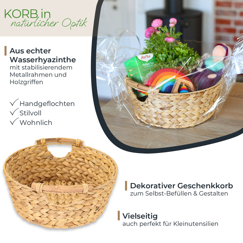 Runder Aufbewahrungskorb 30 cm mit Holzgriffen von HMF