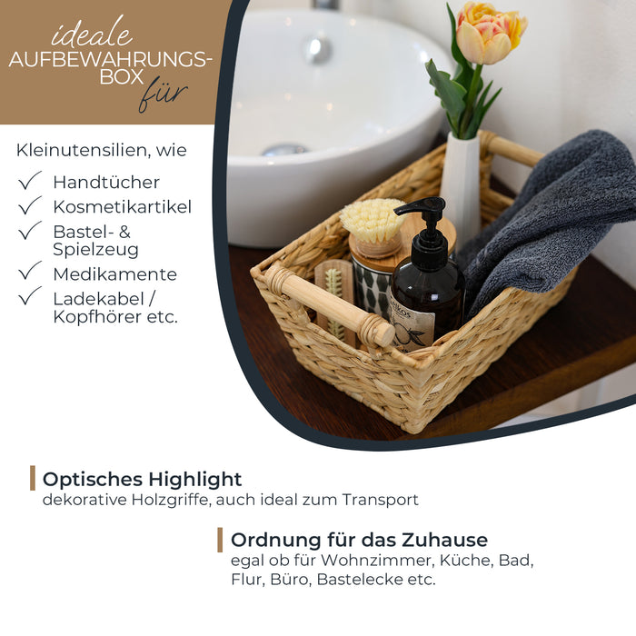 Flechtkorb aus Wasserhyazinthe mit Griffen 30 cm von HMF