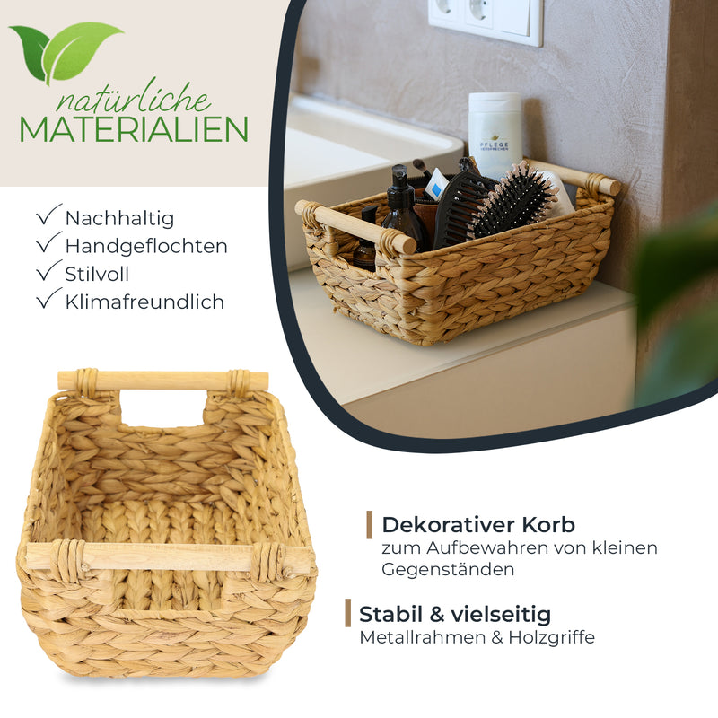 Flechtkorb aus Wasserhyazinthe mit Griffen 32 cm von HMF