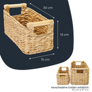 HMF 37279-30CM Aufbewahrungskorb Badezimmer, Korb geflochten aus Wasserhyazinthe mit Holzgriffen