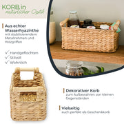 HMF 37279-30CM Aufbewahrungskorb Badezimmer, Korb geflochten aus Wasserhyazinthe mit Holzgriffen