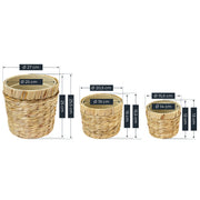 HMF 37280-14CM+19CM+25CM Nachhaltiger Blumentopf rund geflochten aus nachwachsenden Rohstoffen 3er Set 14 cm + 19 cm + 25 cm Durchmesser