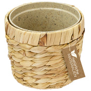 HMF 37280-14CM-S2 Nachhaltiger Blumentopf rund geflochten aus nachwachsenden Rohstoffen 2er Set 14 cm Durchmesser