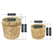 HMF 37280-19CM+25CM Blumentopf rund geflochten 19 + 25 cm Durchmesser, 2er Set