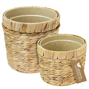 HMF 37280-19CM+25CM Nachhaltiger Blumentopf rund geflochten aus nachwachsenden Rohstoffen 2er Set, 19 cm + 25 cm Durchmesser
