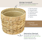 HMF 37280-19CM Nachhaltiger Blumentopf rund geflochten aus nachwachsenden Rohstoffen 19 cm Durchmesser