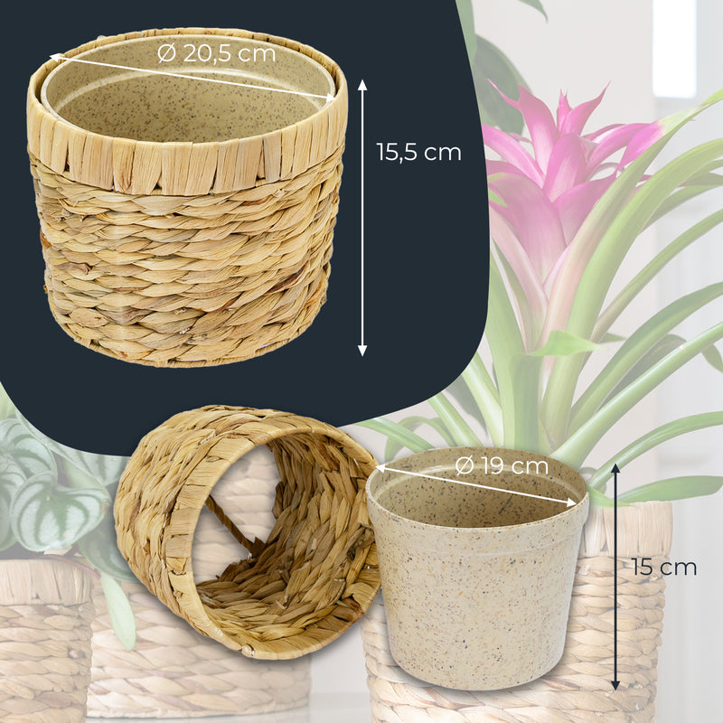 HMF 37280-19CM Nachhaltiger Blumentopf rund geflochten aus nachwachsenden Rohstoffen 19 cm Durchmesser