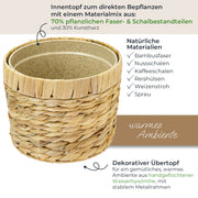 HMF 37280-19CM Nachhaltiger Blumentopf rund geflochten aus nachwachsenden Rohstoffen 19 cm Durchmesser