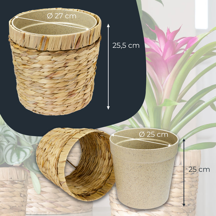 HMF 37280-25CM Nachhaltiger Blumentopf rund geflochten aus nachwachsenden Rohstoffen 25 cm Durchmesser