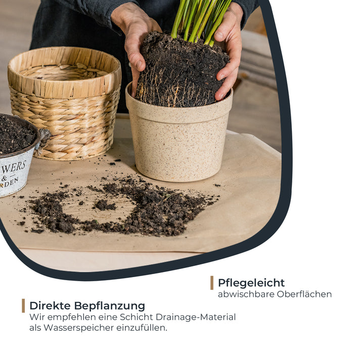 HMF 37280-25CM Nachhaltiger Blumentopf rund geflochten aus nachwachsenden Rohstoffen 25 cm Durchmesser