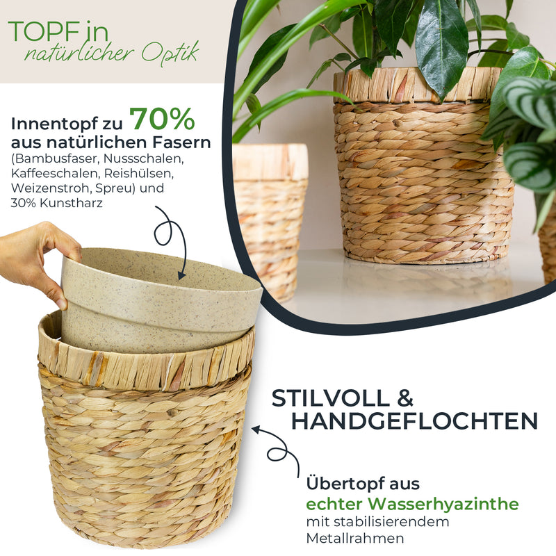 HMF 37280-25CM Blumentopf rund geflochten 25 cm Durchmesser