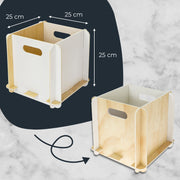 Zusammensteckbare Holzbox 25 cm weiß Aufbewahrungsbox für Bücherregale mit einer Tiefe von 25 cm 2 Stück