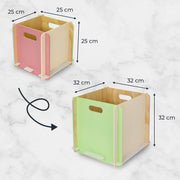 Zusammensteckbare Holzbox 25 + 32 cm Mehrfarbig Aufbewahrungsbox passend für Kallax und Expedit