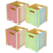 Zusammensteckbare Holzbox 25 cm Mehrfarbig Aufbewahrungsbox für Bücherregale mit einer Tiefe von 25 cm 4 Stück