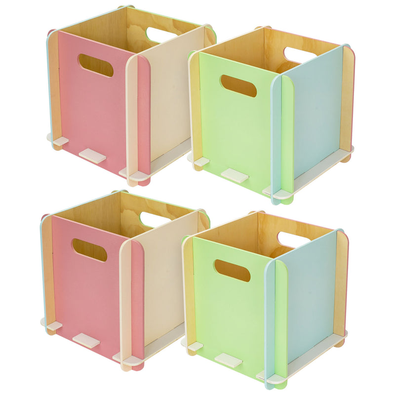 Zusammensteckbare Holzbox 25 cm Mehrfarbig Aufbewahrungsbox für Bücherregale mit einer Tiefe von 25 cm 4 Stück