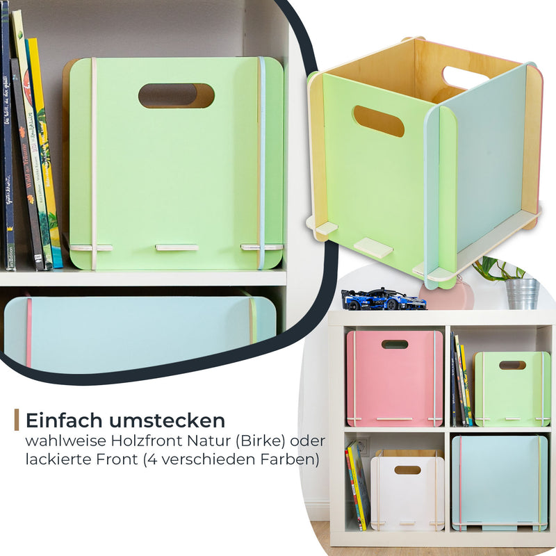 Zusammensteckbare Holzbox 25 cm Mehrfarbig Aufbewahrungsbox für Bücherregale mit einer Tiefe von 25 cm 4 Stück
