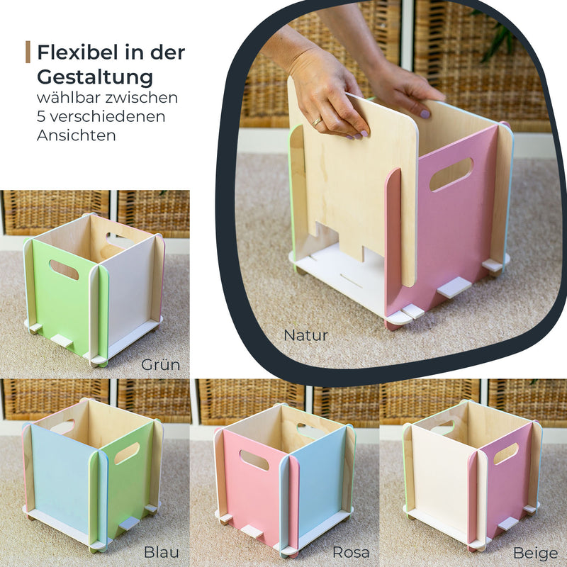 Zusammensteckbare Holzbox 25 cm Mehrfarbig Aufbewahrungsbox für Bücherregale mit einer Tiefe von 25 cm