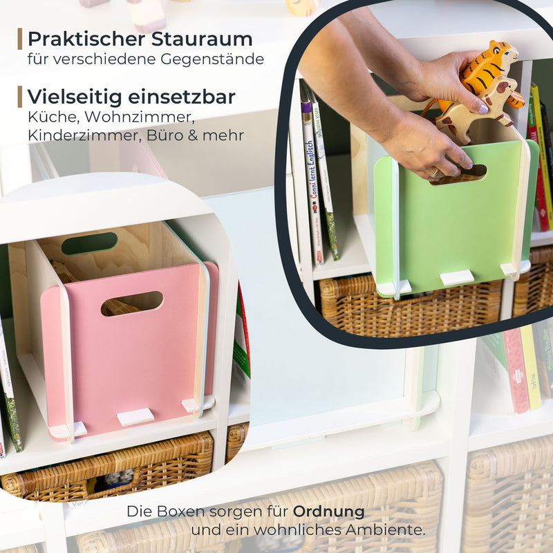 Zusammensteckbare Holzbox 25 + 32 cm Mehrfarbig Aufbewahrungsbox passend für Kallax und Expedit