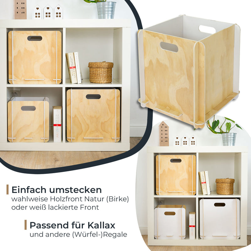 Zusammensteckbare Holzbox 32 cm Weiß Aufbewahrungsbox passend für Kallax und Expedit