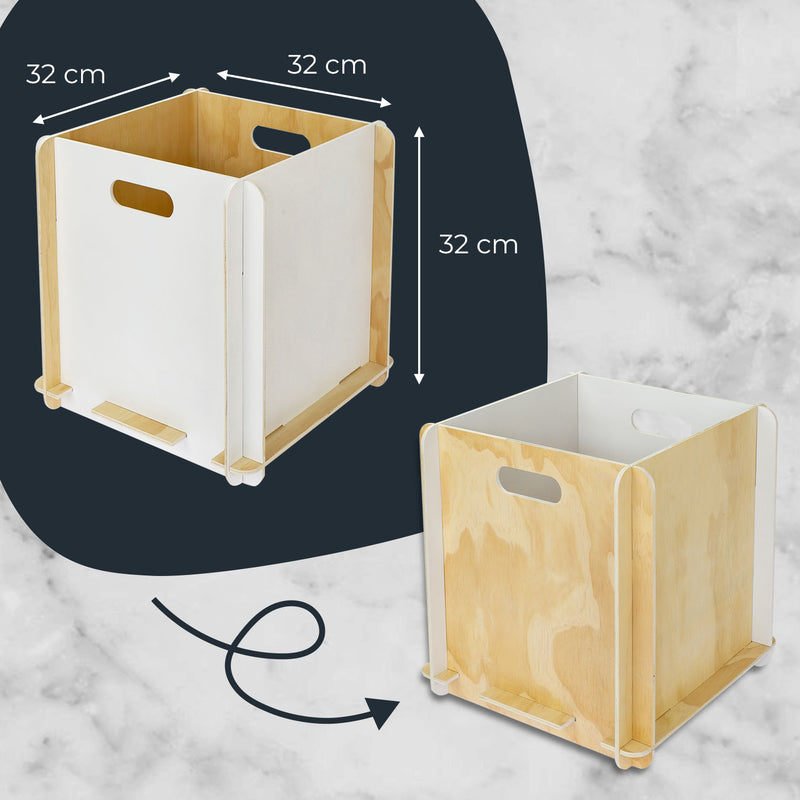 Zusammensteckbare Holzbox 32 cm Weiß Aufbewahrungsbox passend für Kallax und Expedit 2 Stück
