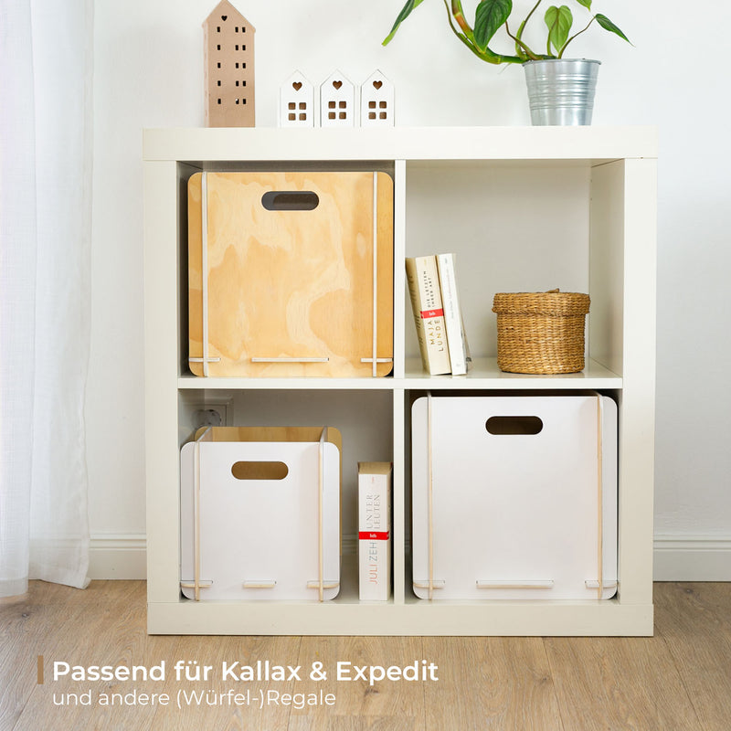 Zusammensteckbare Holzbox 32 cm Weiß Aufbewahrungsbox passend für Kallax und Expedit