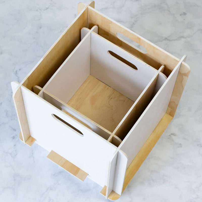 Zusammensteckbare Holzbox 32 cm Weiß Aufbewahrungsbox passend für Kallax und Expedit 2 Stück