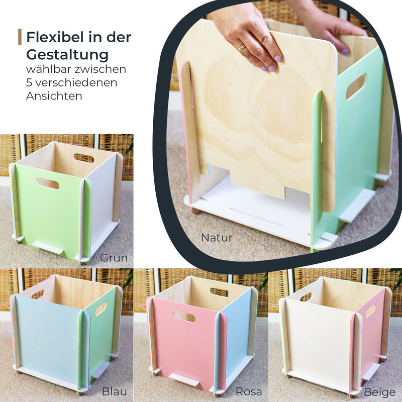 Zusammensteckbare Holzbox 32 cm Mehrfarbig Aufbewahrungsbox passend für Kallax und Expedit 4 Stück