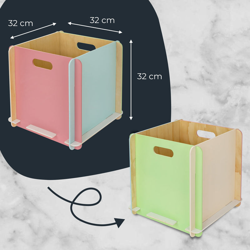 Zusammensteckbare Holzbox 32 cm Mehrfarbig Aufbewahrungsbox passend für Kallax und Expedit