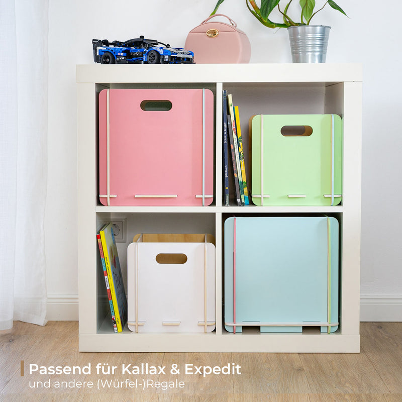 Zusammensteckbare Holzbox 32 cm Mehrfarbig Aufbewahrungsbox passend für Kallax und Expedit