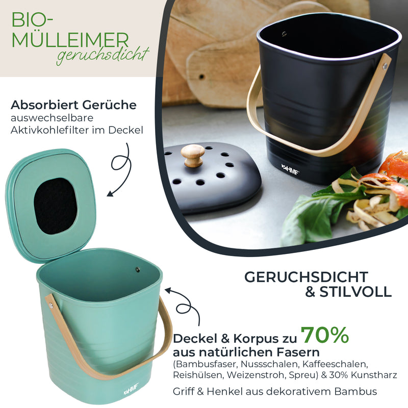 Biomülleimer, geruchsdicht, verschiedene Farben und Größen, HMF 3780