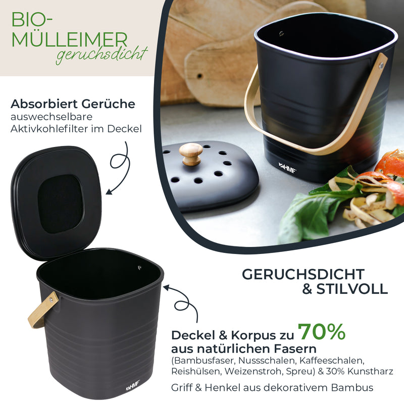 Biomülleimer, geruchsdicht, verschiedene Farben und Größen, HMF 3780