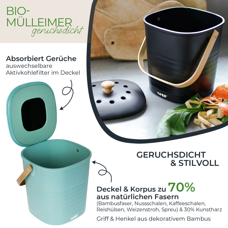 Biomülleimer, geruchsdicht, verschiedene Farben und Größen, HMF 3780