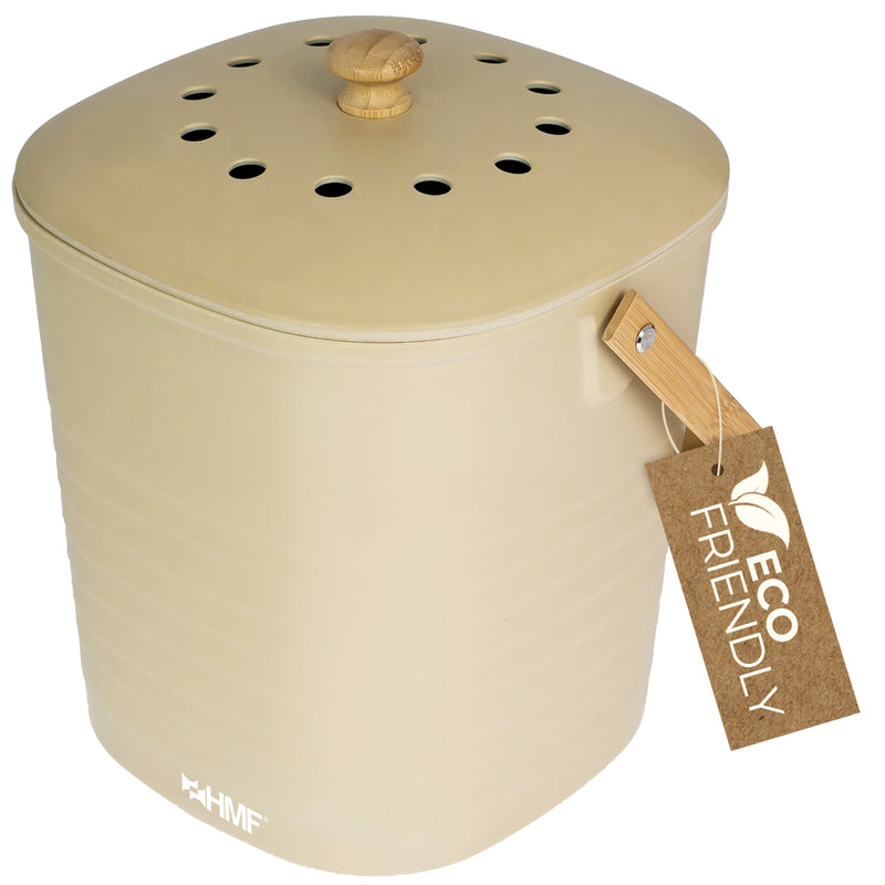 Nachhaltiger Biomülleimer geruchsdicht HMF 3780 6 Liter Beige