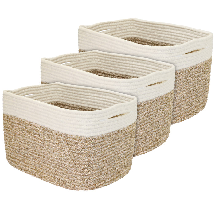 HMF Aufbewahrungskorb mit versteckten Griffen aus Baumwolle im 3er Set