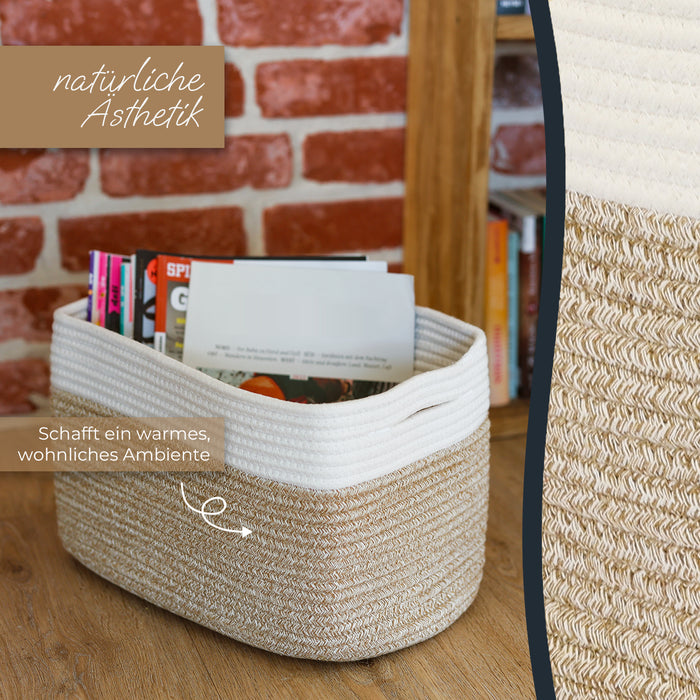 HMF Aufbewahrungskorb mit versteckten Griffen aus Baumwolle im 3er Set