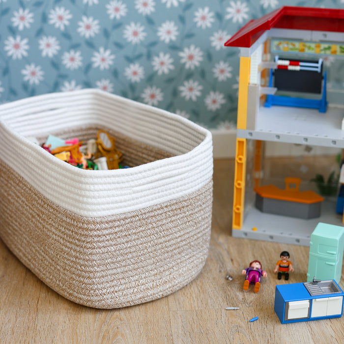 HMF Aufbewahrungskorb mit versteckten Griffen aus Baumwolle im 3er Set